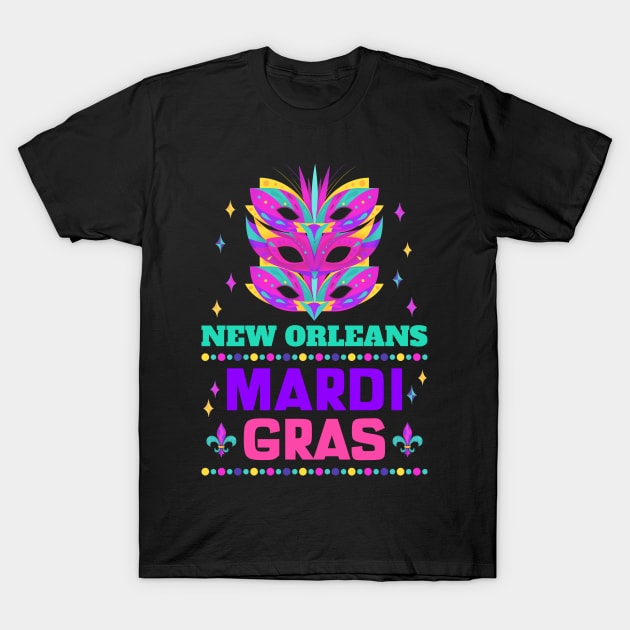 New Orleans Carnival Beads And Blings Party 2022 Mardi Gras T-Shirt by jodotodesign